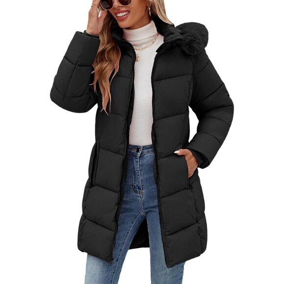 Women's Winter Warm Puffer Coat Thicken Parka Jacket with Removable Fur Hood Wa